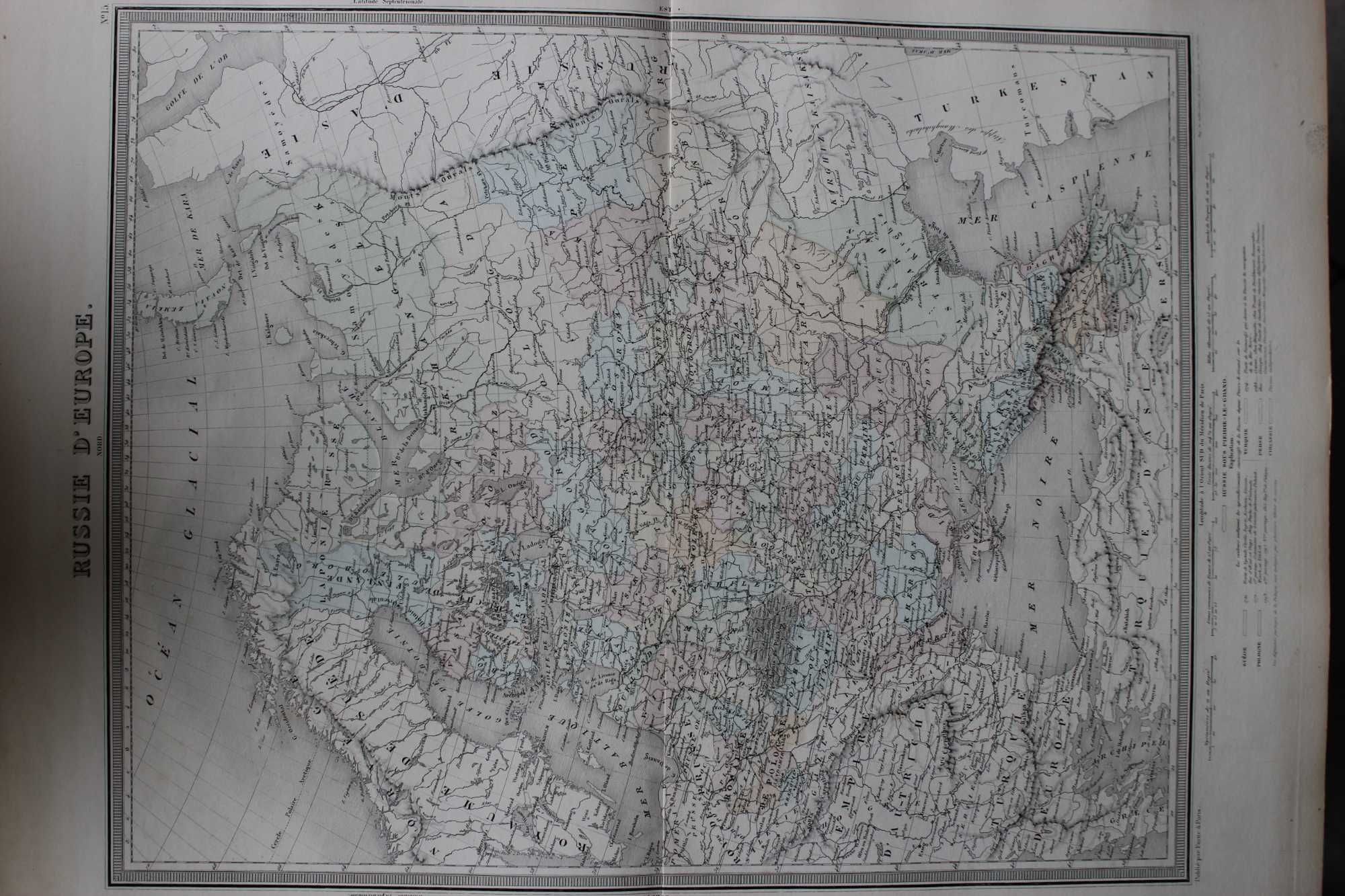 Wielka  mapa części europejskiej Rosji z 1861 roku.