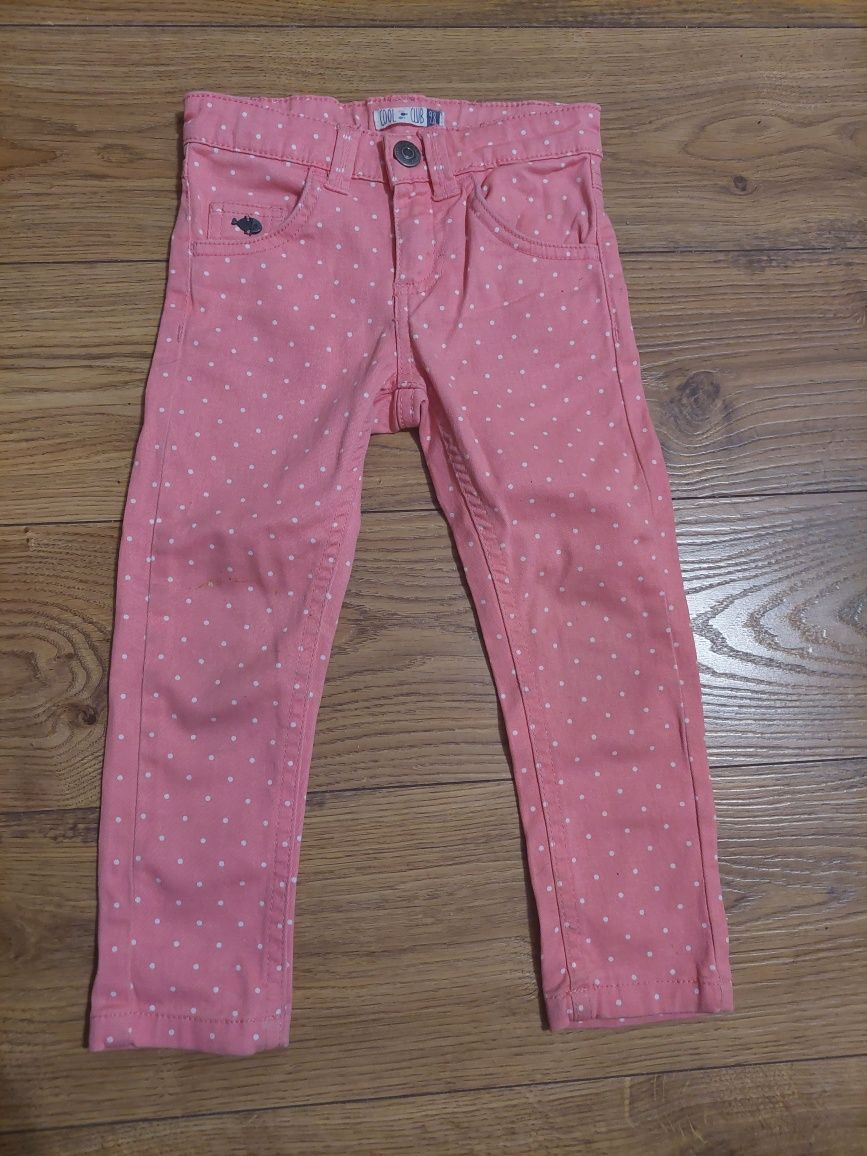 Spodnie jeansowe dla dziewczynki różowe w kropki rozmiar 98 Cool Club
