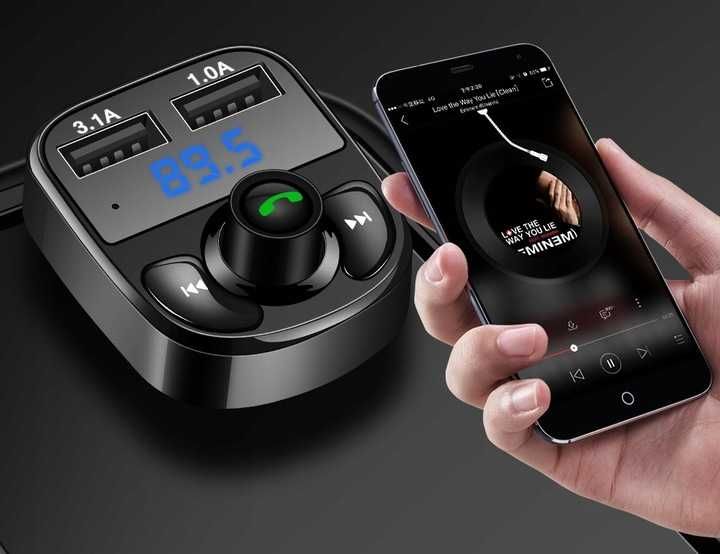 TRANSMITER bluetooth FM MP3 SD ładowarka 2xUSB