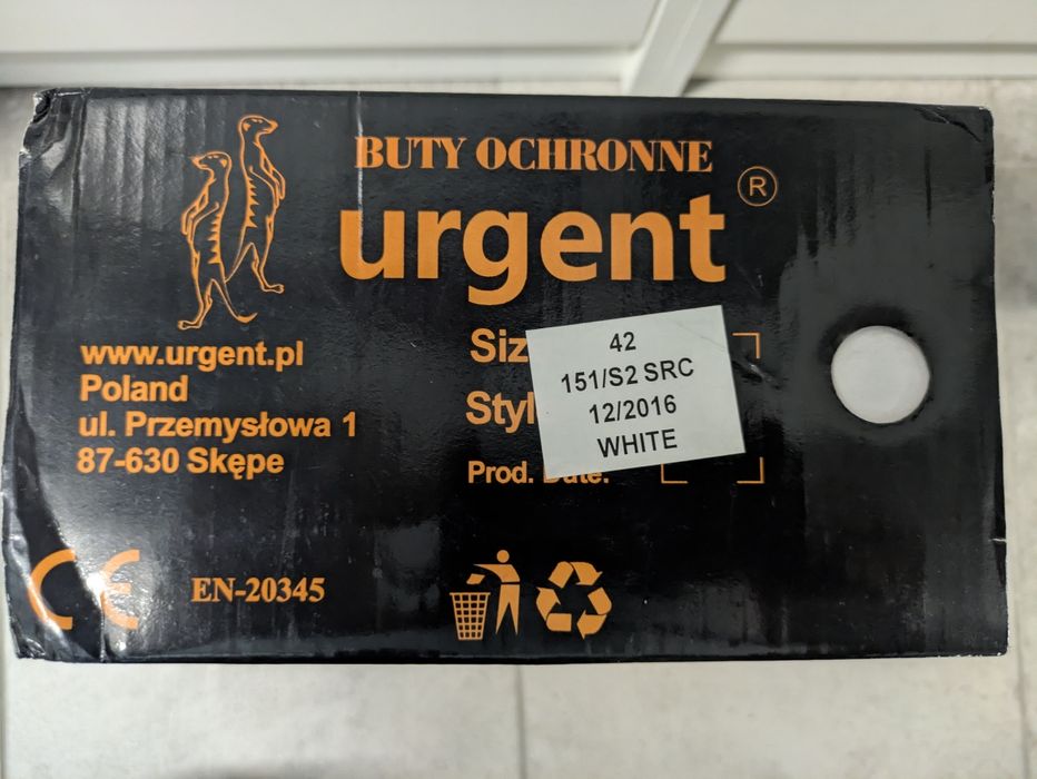 Buty ochronne URGENT 42 – stalowy nosek – nowe 35 zł