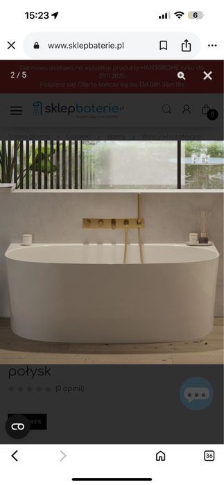 VALENCIA wanna przyścienna, 158 x 86 cm, biały mat