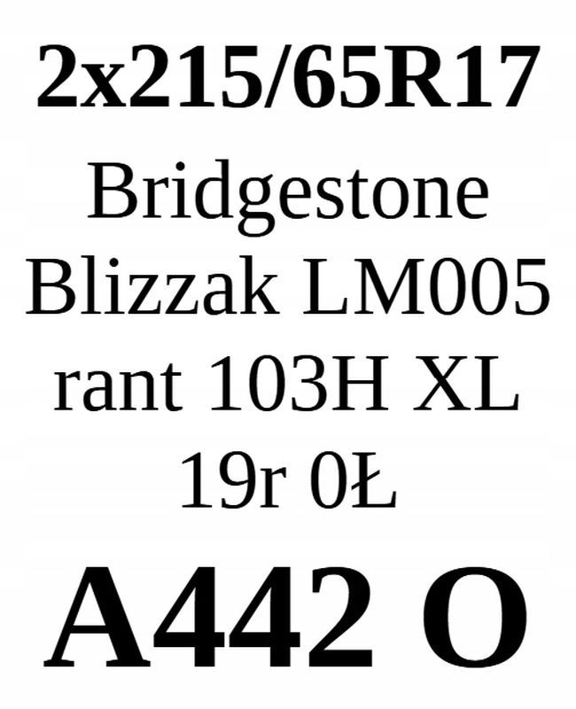 2x 215/65r17 Bridgestone Blizzak Lm005, 103h