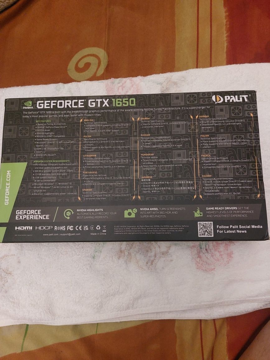 Запечатанная видеокарта GF GTX 1650(4Gb) Gddr 6.Gaming pro.Palit.