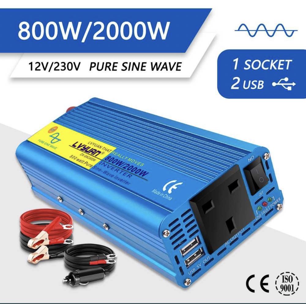 Новий Інвертор перетворювач з 12V на 220V / Чистий синус 2000W