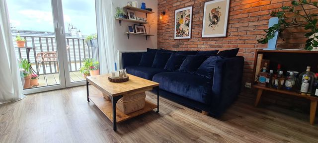 Kanapa Sofa granatowa 3 osobowa IKEA Stockholm 2017 + stolik mango