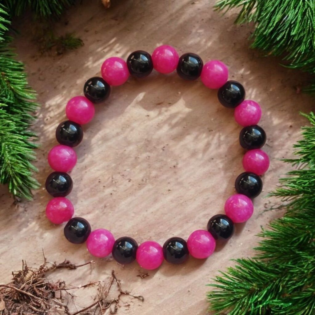 Bransoletka z kamieni naturalnych  jadeit + onyks