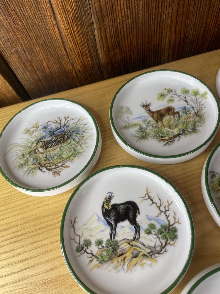 Komplet podstawek pod kubek porcelana myślistwo jeleń łoś A486