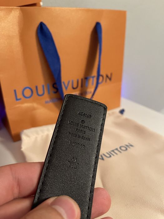 Pasek męski LV 110cm czarny wzor