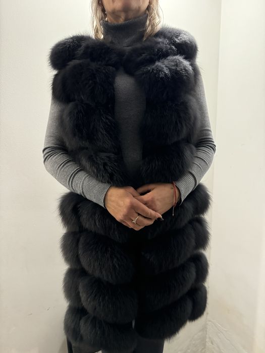 Жилетка кролик чорна натуральне хутро