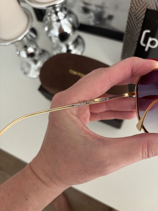 Okulary Tom Ford nowe awiatorki metaliwe szare szkla TF0853