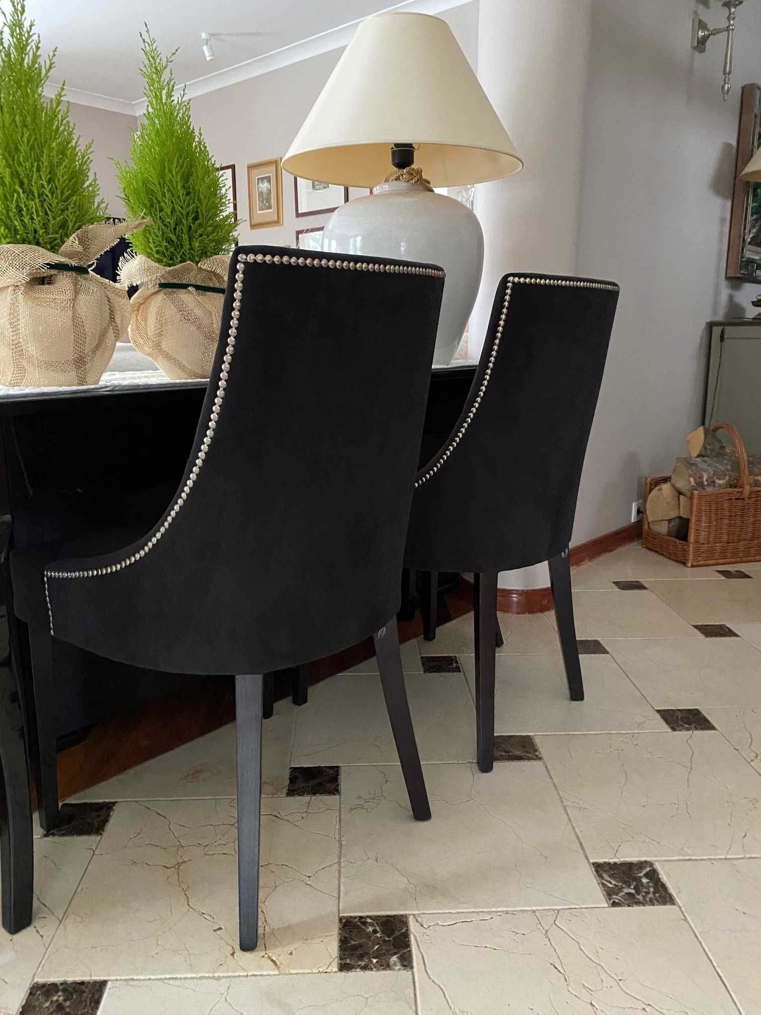 Czarne krzesła tapicerowane - 2 sztuki - BB Home