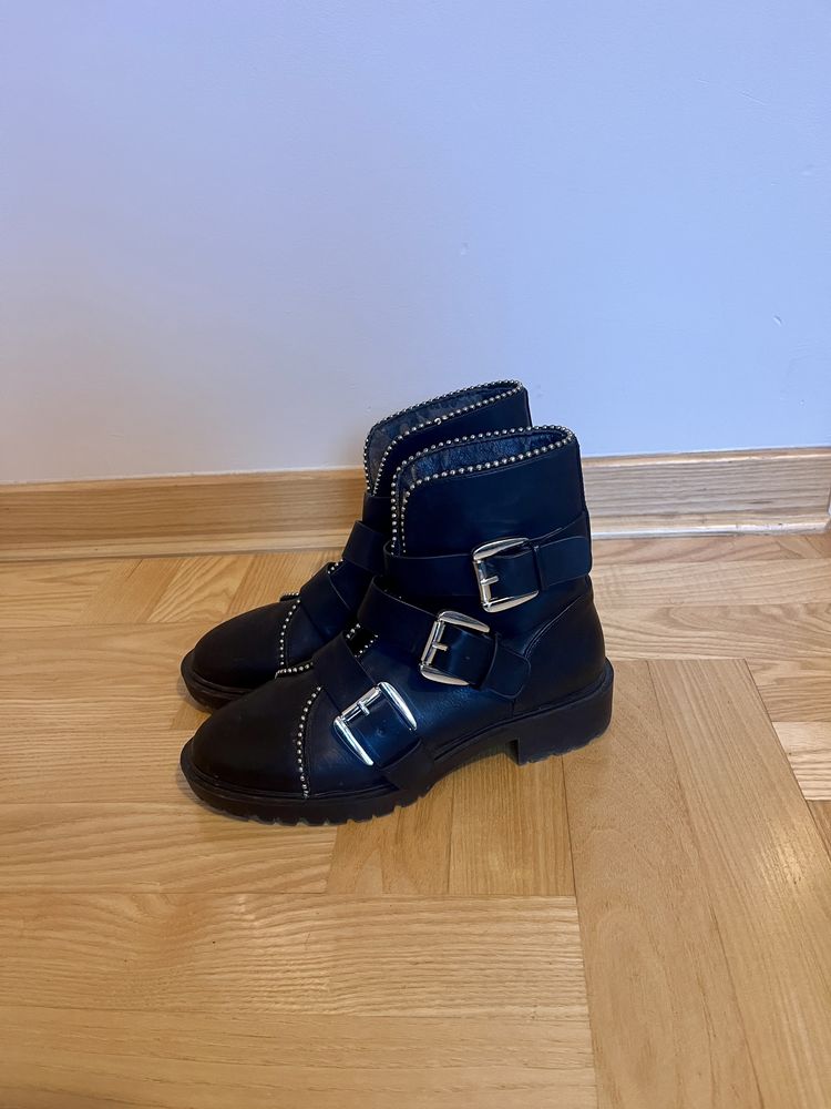 Czarne botki buty motocyklowe reserved 36 wysokie czarne