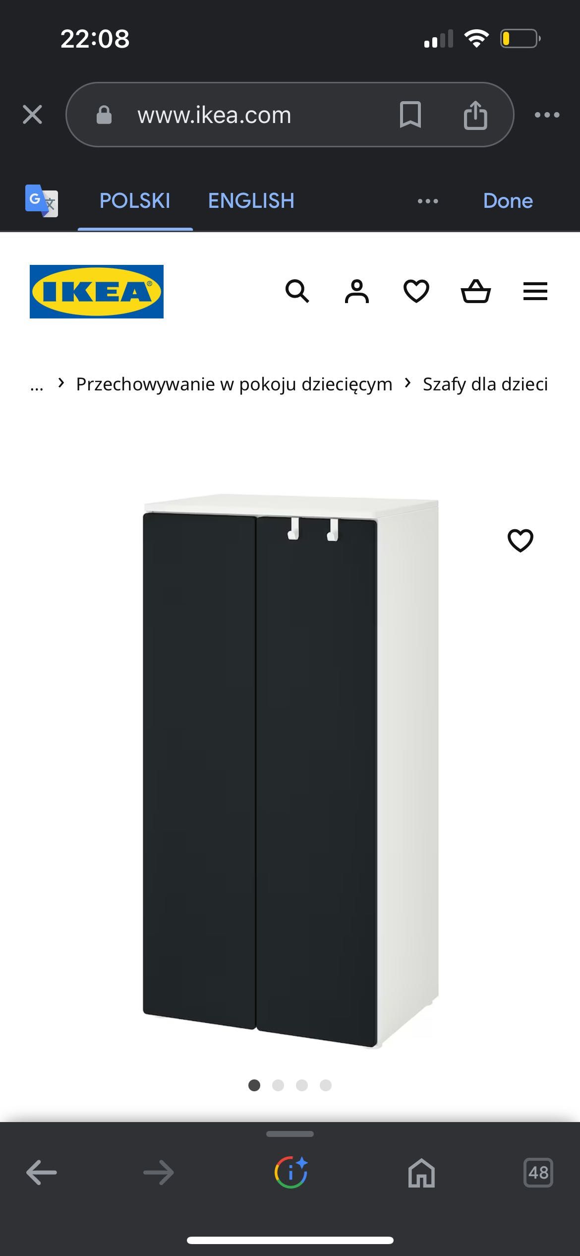 Szafa dziecięca  Ikea SMÅSTAD
Szafa, biały/powierzchnia tablicowa,