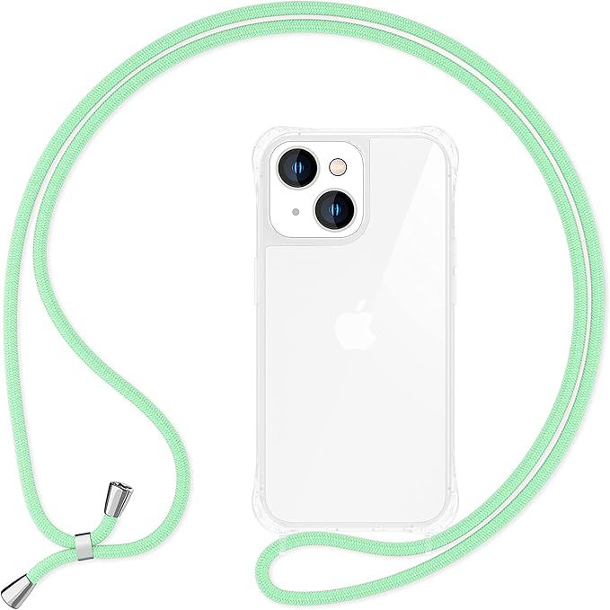 Etui Ze Sznurkiem Nalia Iphone 14 Plus Przeźroczyste Sznurek Miętowy