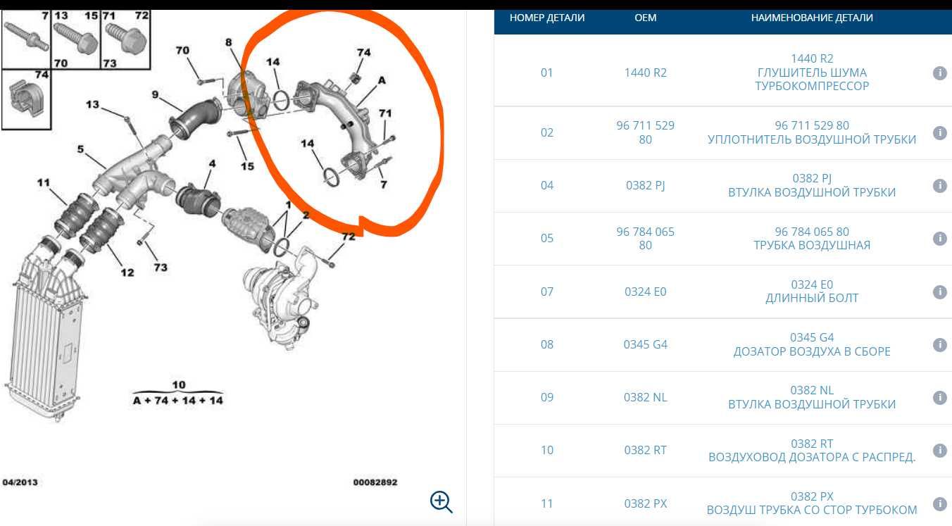 Патрубок воздушный коллектора Ford 072360 Peugeot 0382RT 9674942380