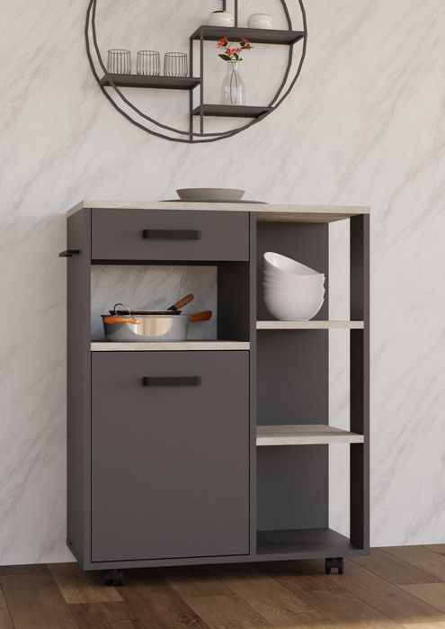 Bufet Kredens Kuchenny Linda Antracyt Zestaw  + Blaty