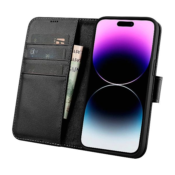 iCarer Wallet Case 2in1 etui iPhone 14 Pro skórzany pokrowiec z klapką