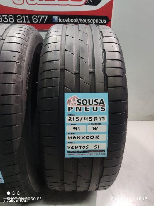2 pneus semi novos 215-45r17 hankook - oferta dos portes 90 euros