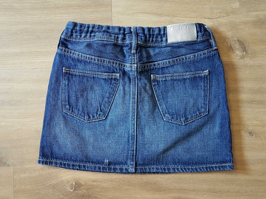 H&M szara jeansowa bawełniana spódniczka mini r. 128 regulacja w pasie