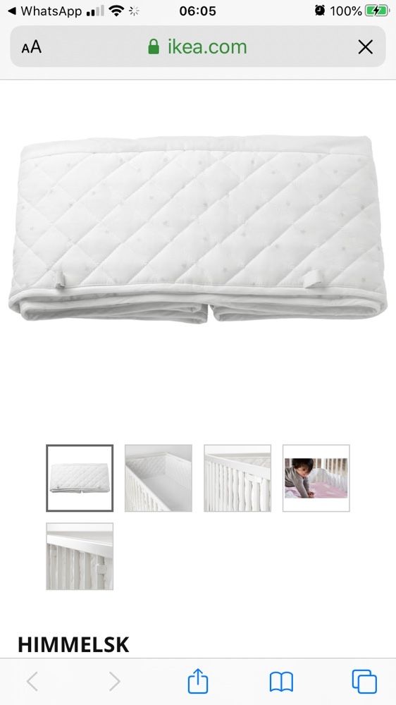 Ochraniacz do łóżeczka, biały 120x60 cm Himmelsk Ikea