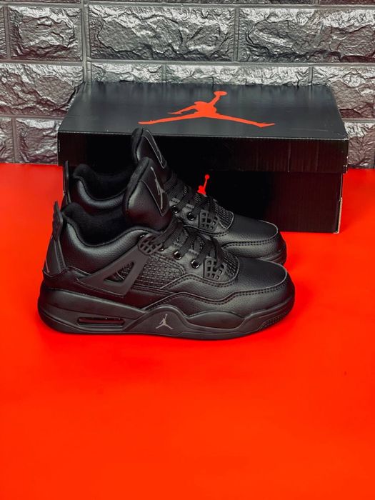 Зимние кроссовки черные Jordan / кожаные кросовки Джордан черные