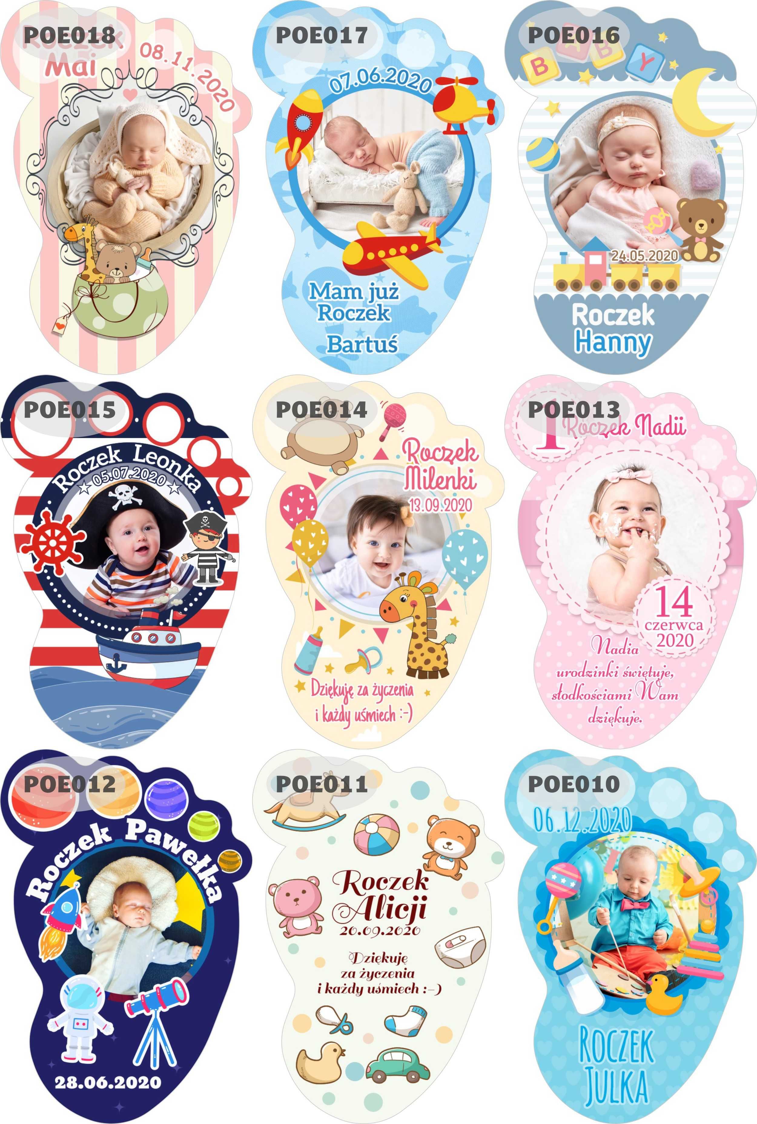 Magnes Stópka personalizowane podziękowania dla gości Chrzest Roczek
