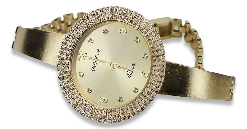 Prześliczny 14k złoty damski zegarek Geneve lw012y Katowice biżuteria