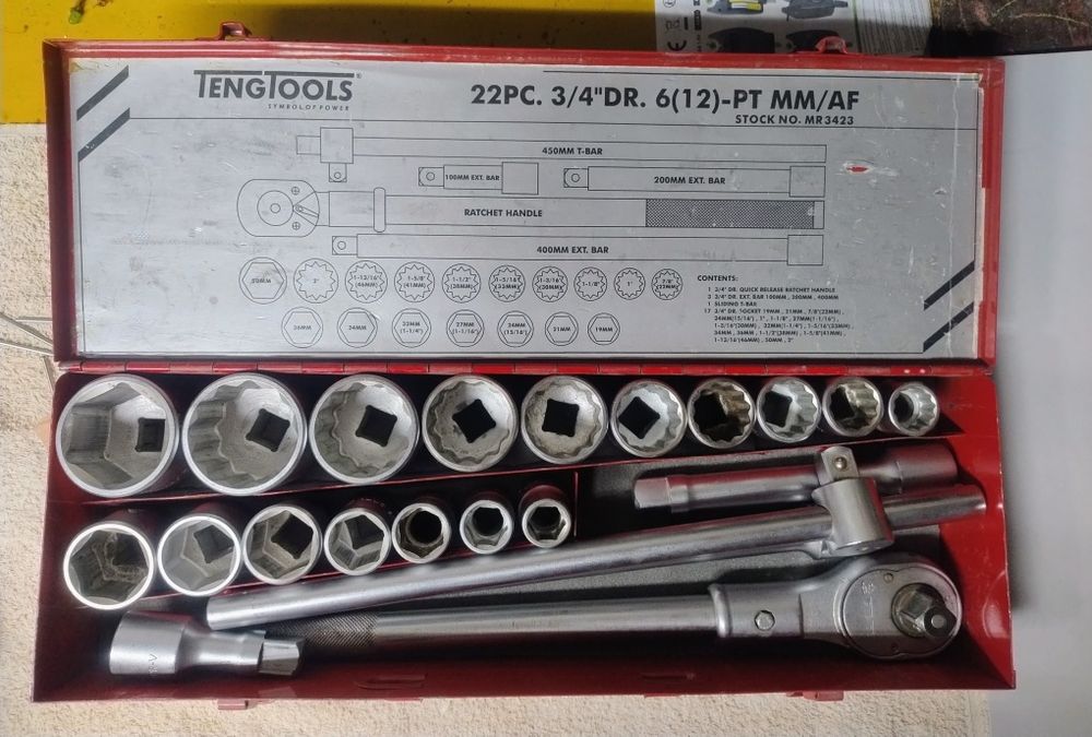 TengTools, 22PC. 3/4"DR. 6(12)-PT MM/AF
