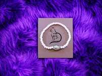 Pulseira cristal vidro facetado branco com peixe - Nova