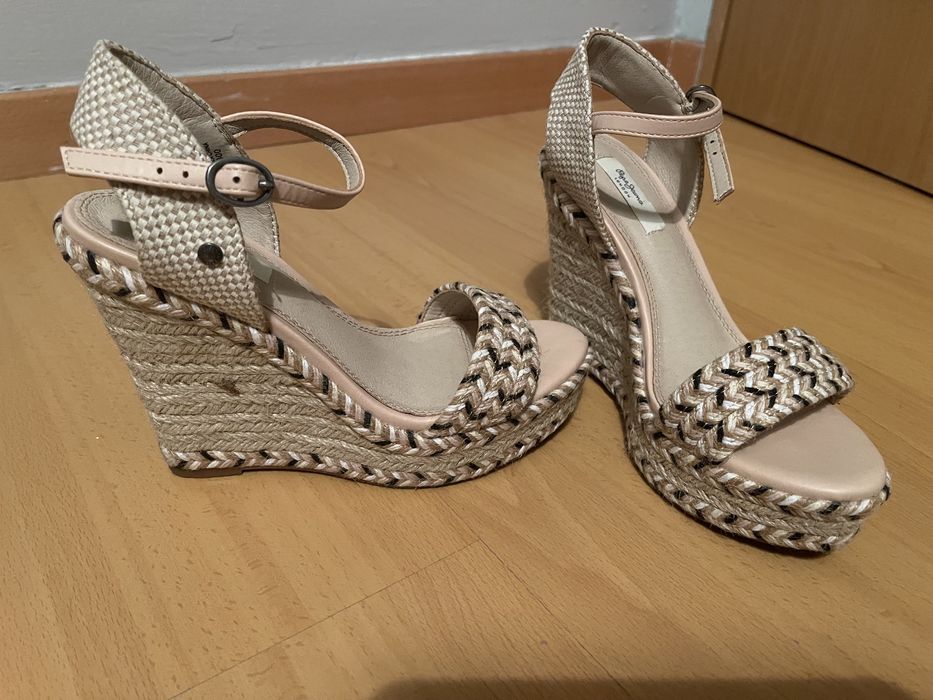 Sandálias de corda e pele Pepe Jeans