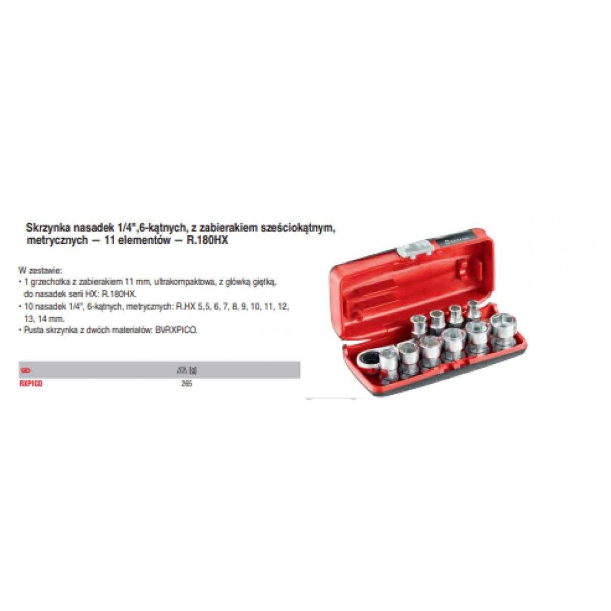 RXPICOPB zestaw nasadek 1/4" ultrakompaktowych w kasecie, FACOM