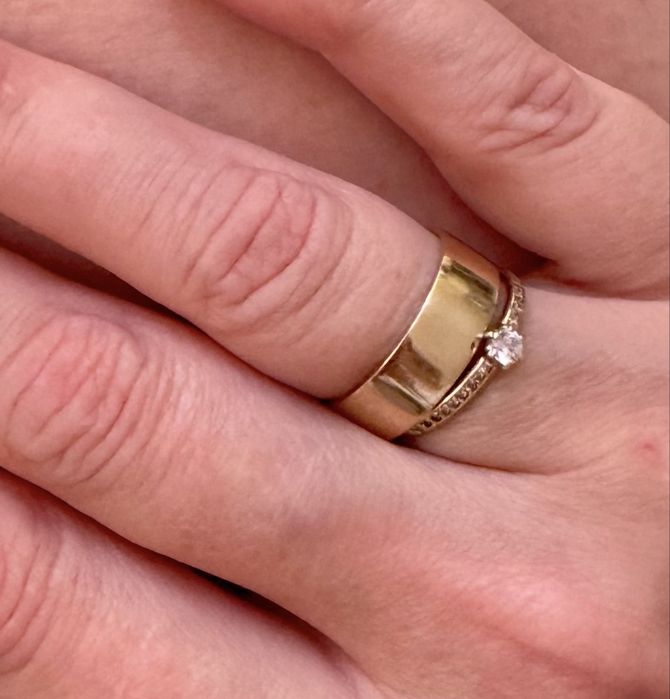 Złota obrączka 585, 6mm, 4,69gr. Z lipca