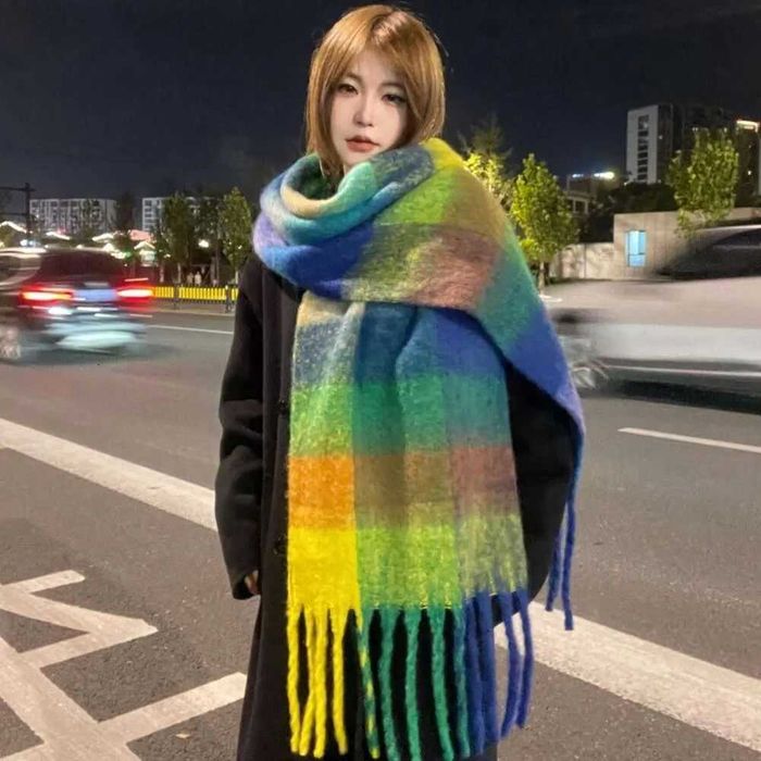 Трендовий об'ємний теплий шарф з дредами/ Зимовий шарф - букле