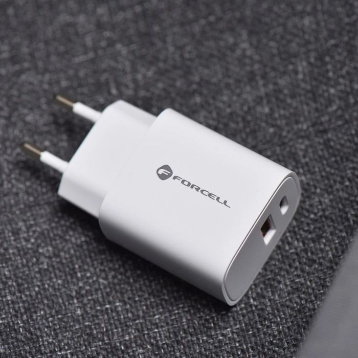 Ładowarka sieciowa FORCELL F-ENERGY Typ C + USB A PD QC4.0 3A 30W