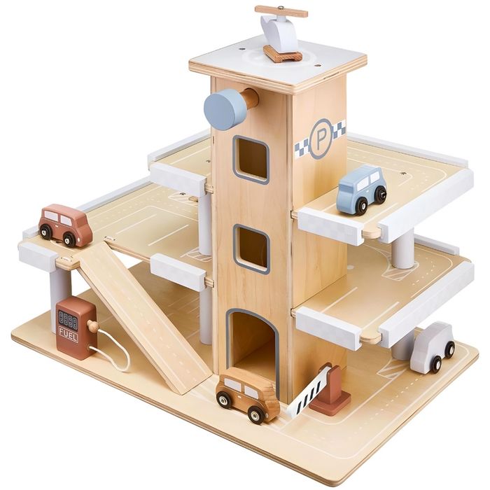 Drewniany parking garaż + samochodziki MAMABRUM