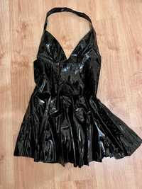 916b/ Nowa wyzywająca sukienka PVC gruby materiał XL czarna