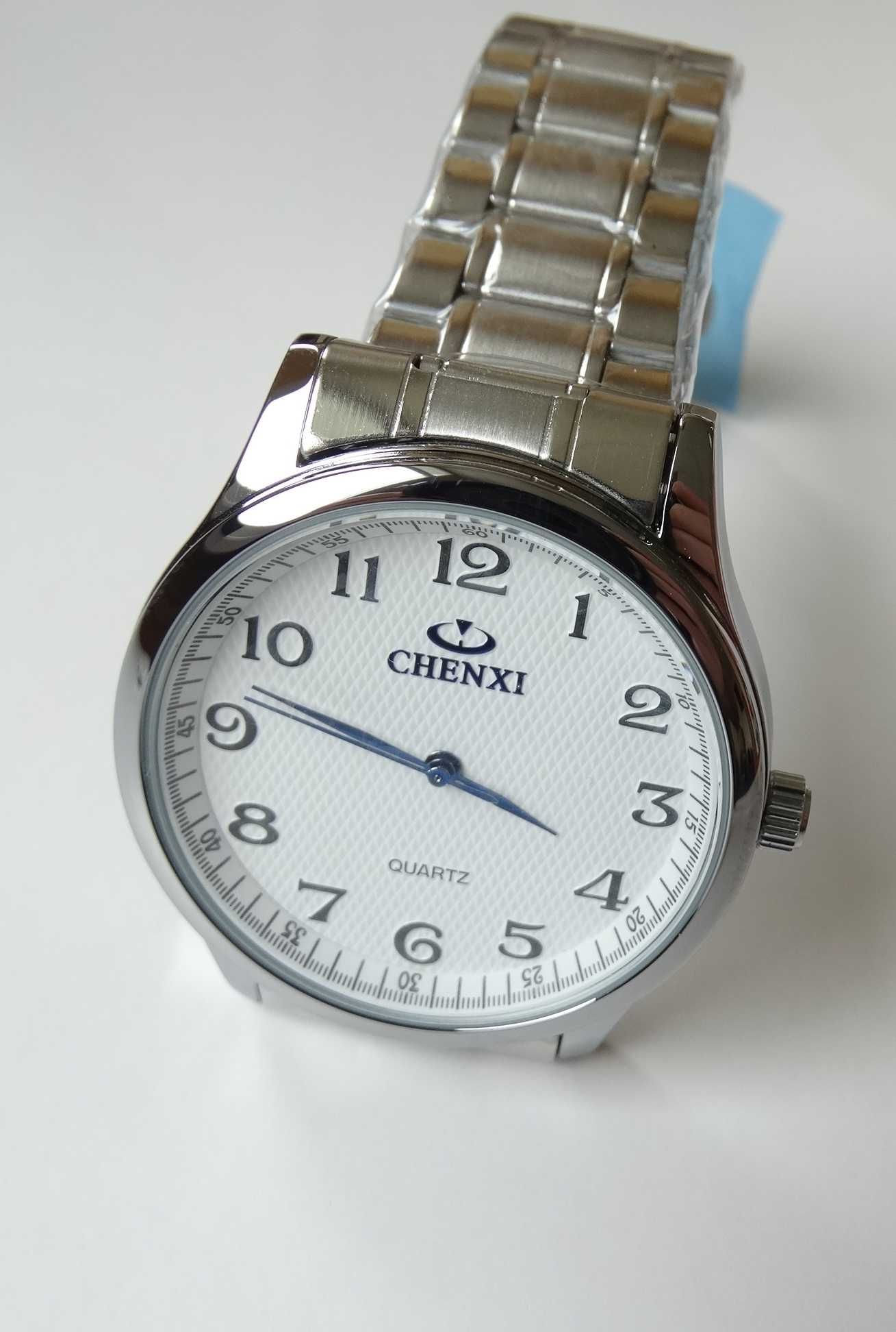 Klasyczny zegarek męski unisex 38mm z białą tarczą bransoleta stalowa