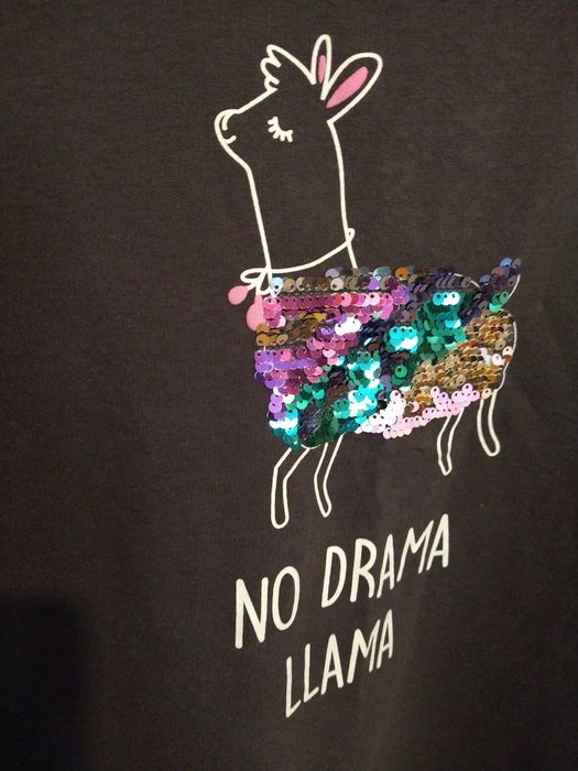 Szara bluza z lamą z cekinów, coolclub, wzrost 164 cm