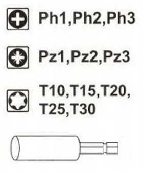 Zestaw bitów 12 szt. Torx, Ph, Pz, Makita D-31083