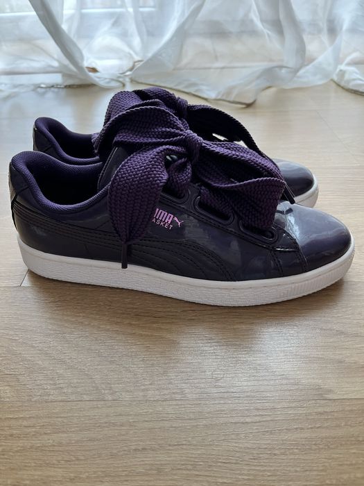 Кросівки Puma basket фіолетові кроси лакові кросівки кеди Puma