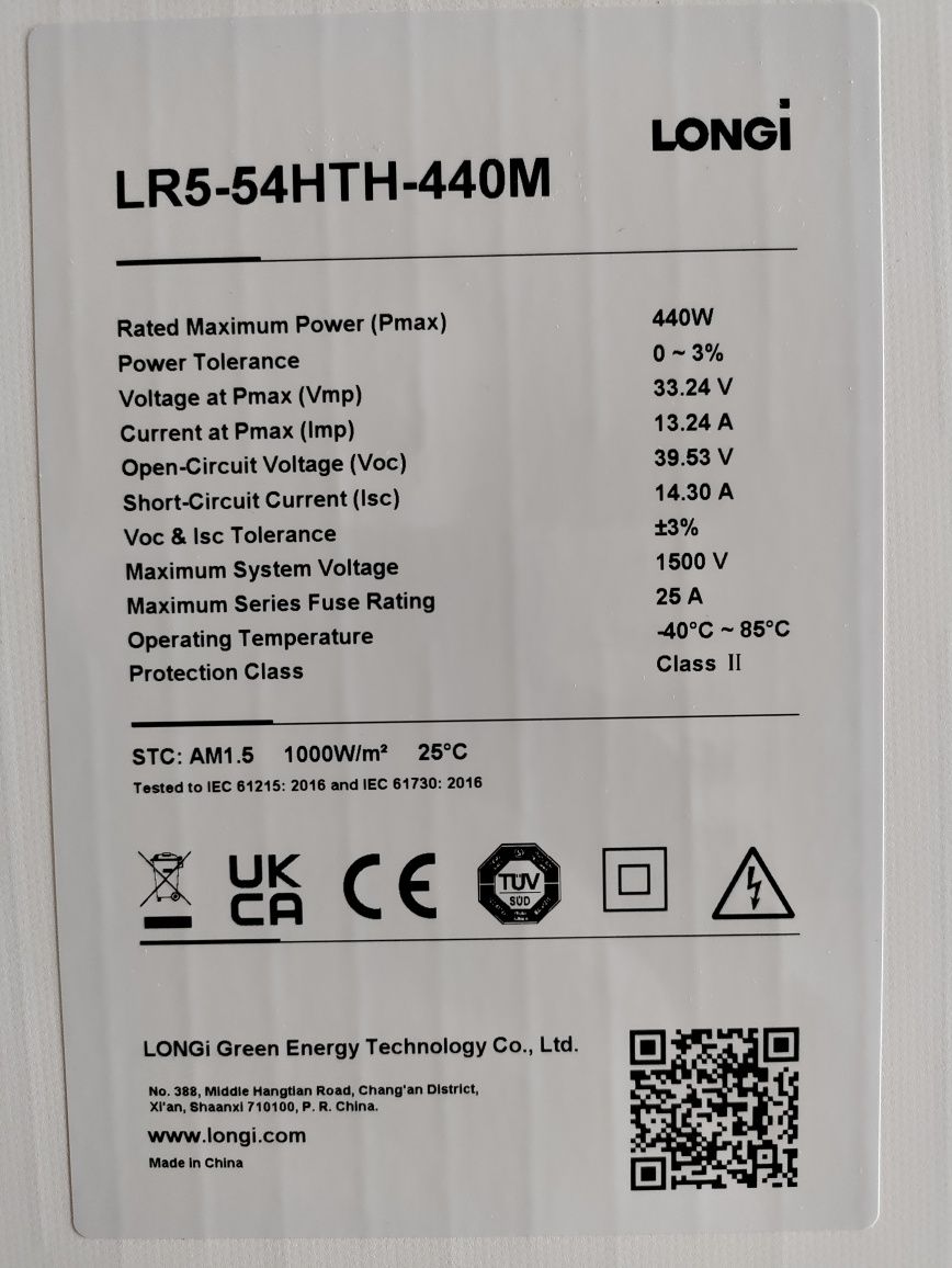 115$ Сонячні батареї Longi 440 вт панелі