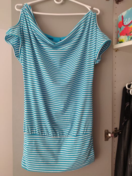 Bluzka dłuższa tunika S/M z kokardka na plecach wycięte ramiona