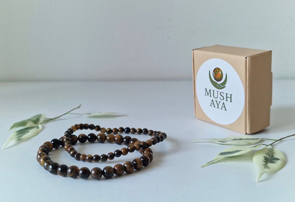 Piękny Zestaw Bransoletek z Kamieni Tygrysiego Oka 6 i 4 mm