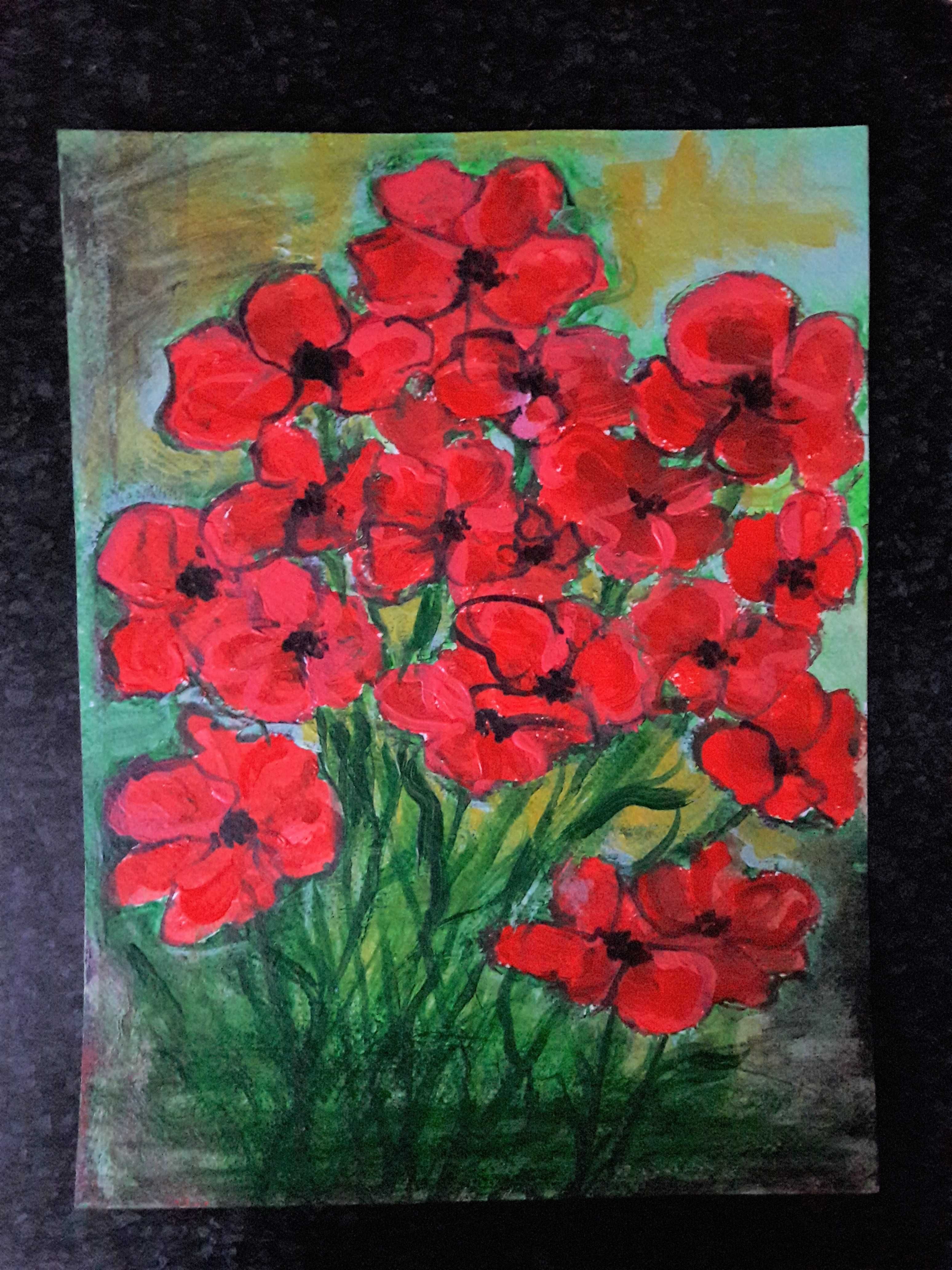 Kwiaty - Obraz malowany ręcznie akryl/karton
