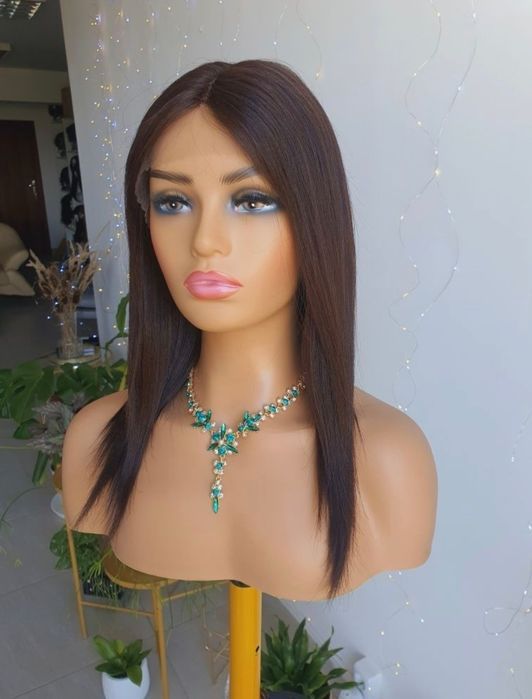 Peruka z włosów naturalnych Megan ciemny brąz lace front