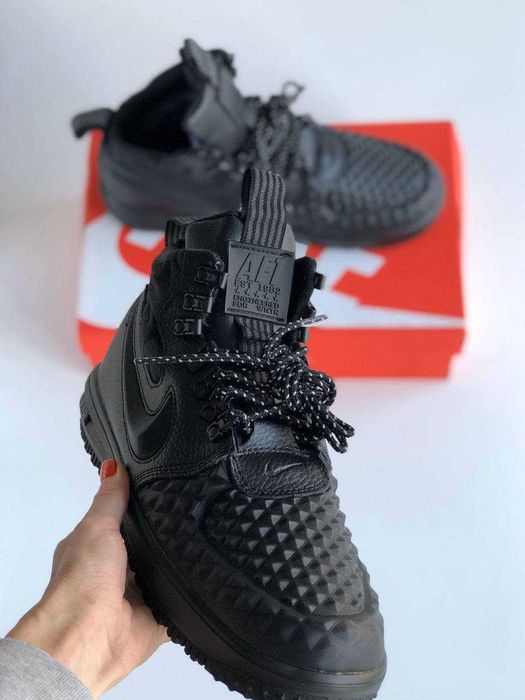 Мужские зимние кроссовки с мехом Nike Air Force LF1 Duckboot "Black"