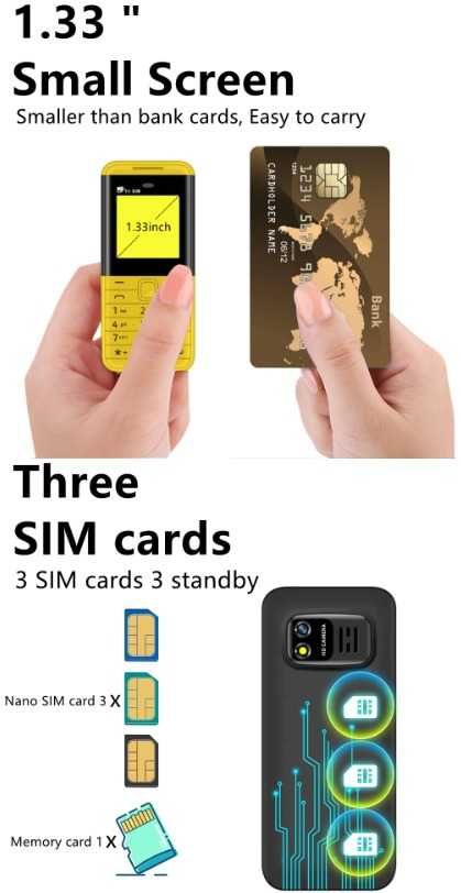 Міні телефон SERVO BM5310 на 3 SIM+TF, FM радіо, запис та зміна голосу