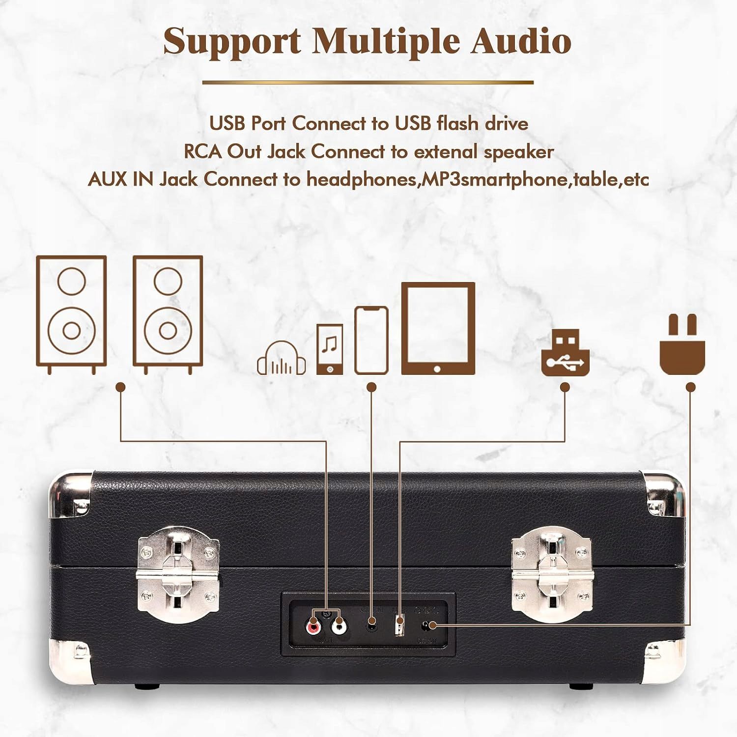 Gramofon VOKSUN All-in-One z Bluetooth i Nagrywaniem MP3