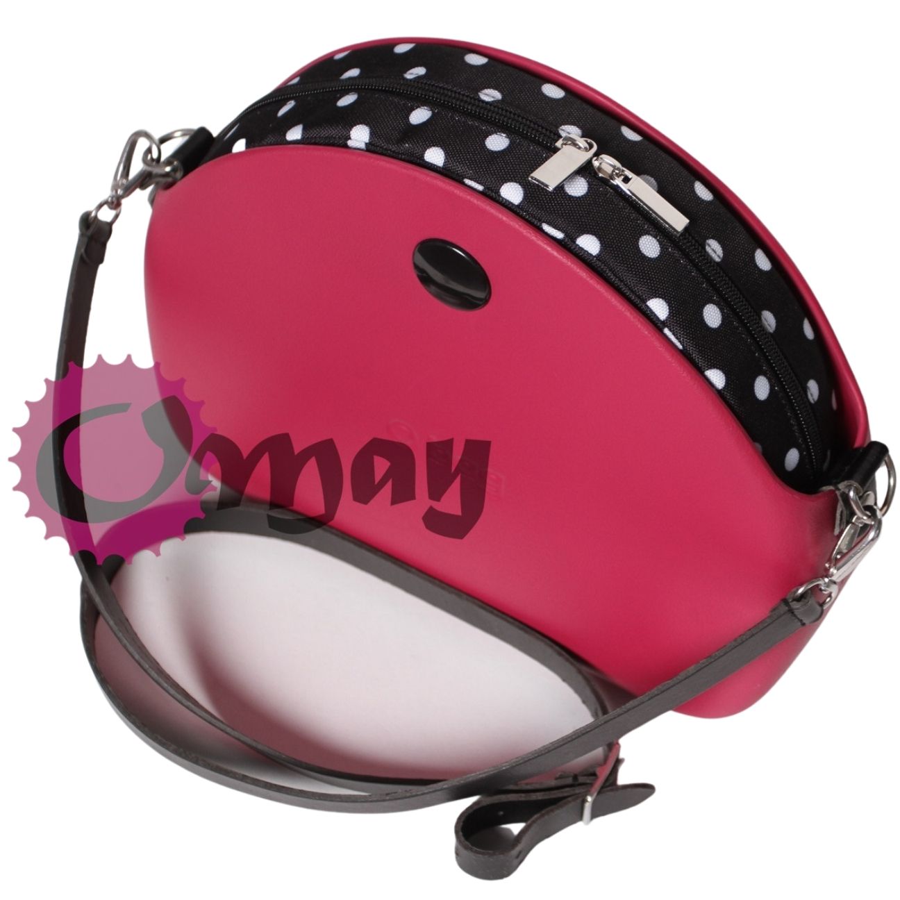 Czarny organizer do OBAG MOON LIGHT białe groszki 2 kieszenie OMAY