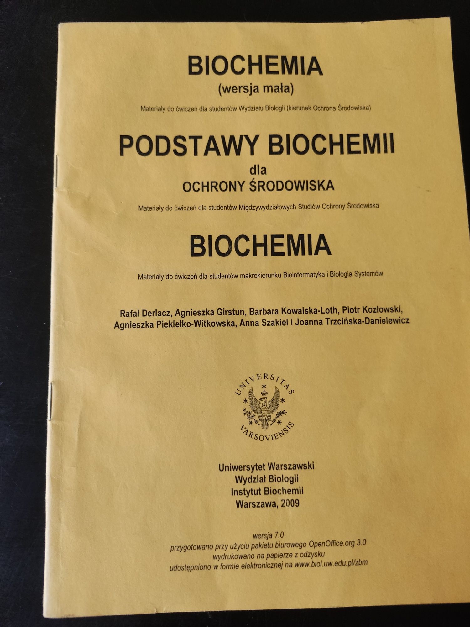 Biochemia - Podstawy biochemii dla ochrony środowiska